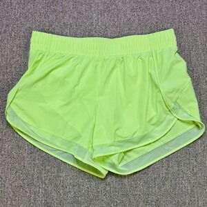 Athleta Mesh Racer Run 4" Lined Running Shorts Neon Lime Womens Medium NWOT